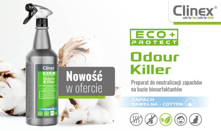 
НОВИНКА! Екологічний нейтралізатор запаху – Clinex Eco+ Protect Odor Killer					