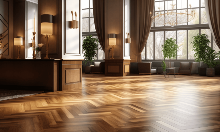 
Cleaning wooden floors in a hotel during high season					