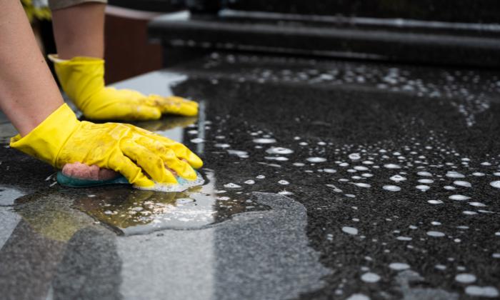 Cleaning the grave