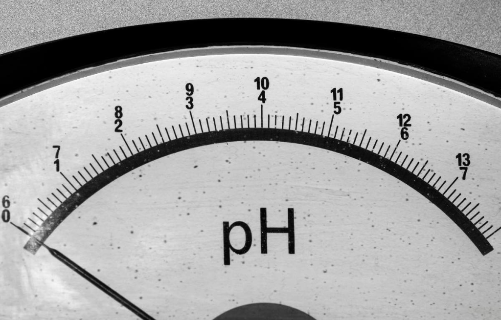 Black and white pH scale