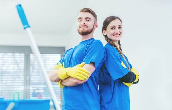 Man and woman as a cleaning team