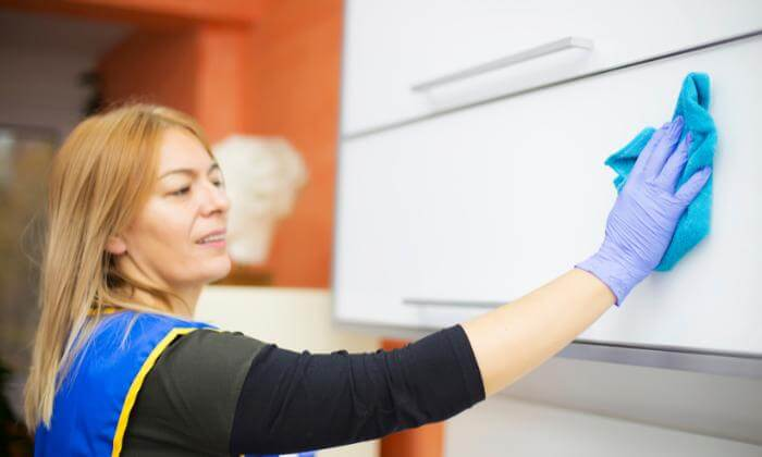 Woman doing professional cleaning